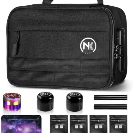 NKTOLEE Smell Proof Bag with Combination Lock, Storage Box with 4 Odorless Resealable Bags - Personal Organizer Case Container Suit for Travel Storage Accessories Smell Proof Kit