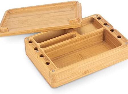 Rolling Tray Stash Box with Magnetic Suction - Plenty of Storage Space to Organise Herbal Accessories is Organised Neatly in Each Compartment