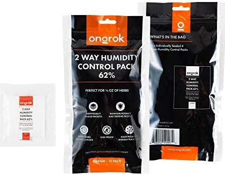 ONGROK 62% Humidity-Control Packs for Dry Herbs, Moisture Packs (4-Gram, 12-Pack)