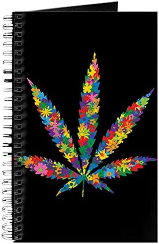 Journal (Diary) with Marijuana Leaf Flowers 60s Colors on Cover White